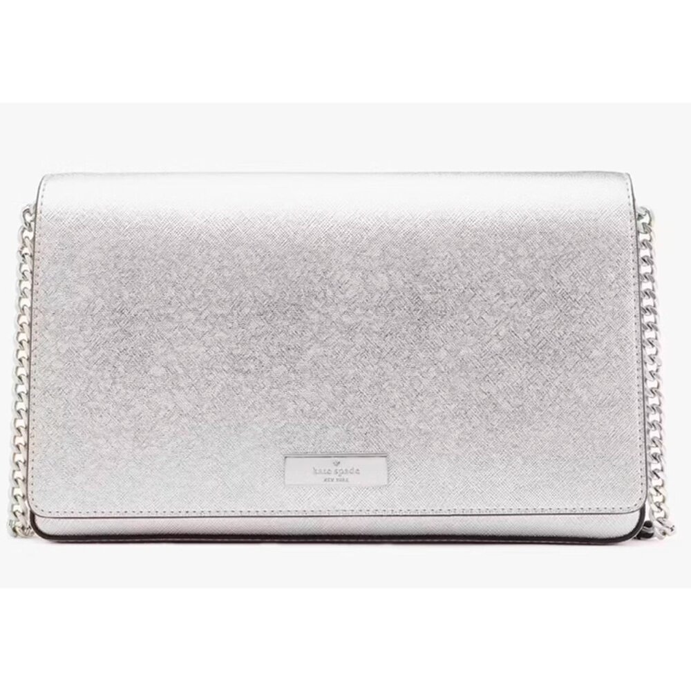 G Kate Spade Kenzie Silver Small Convertible Chain Crossbody Bag KI964 Purse